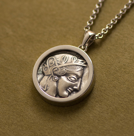 Hercules Wine God Ancient Coin Necklace Pendant
