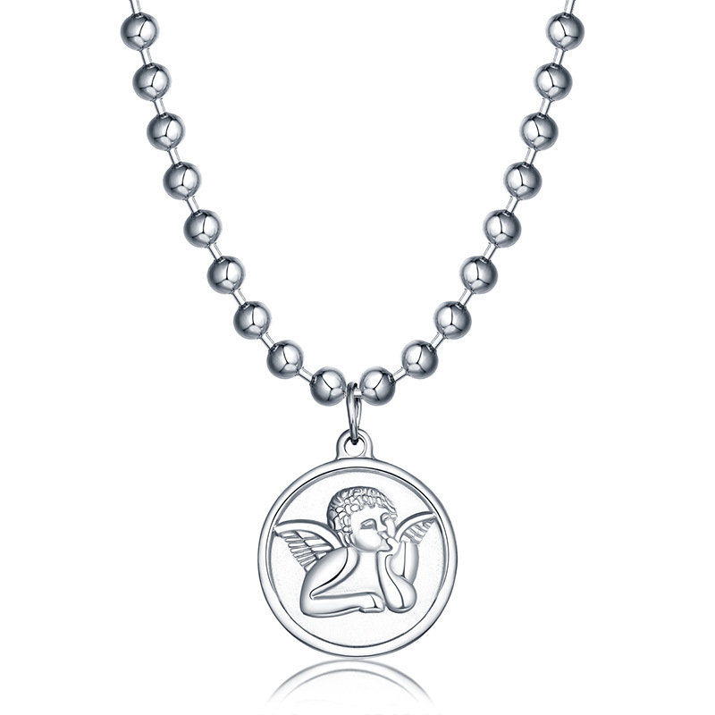 Stainless steel necklace for female Korean ins Harajuku style Cupid cute little angel pendant titanium steel jewelry