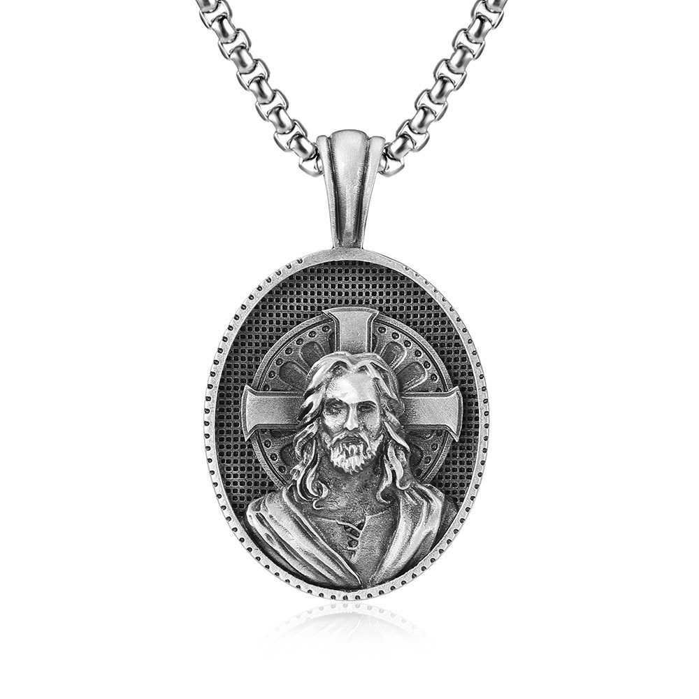 Retro Fashion Pendant Cross Men's Hip Hop Punk Style Titanium Steel Necklace