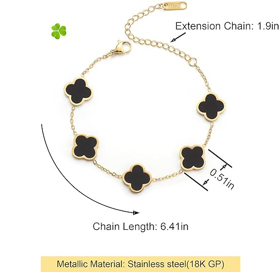 Clover Bracelet/Black Agate Bracelet