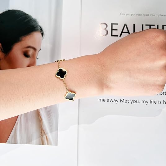 Clover Bracelet/Black Agate Bracelet