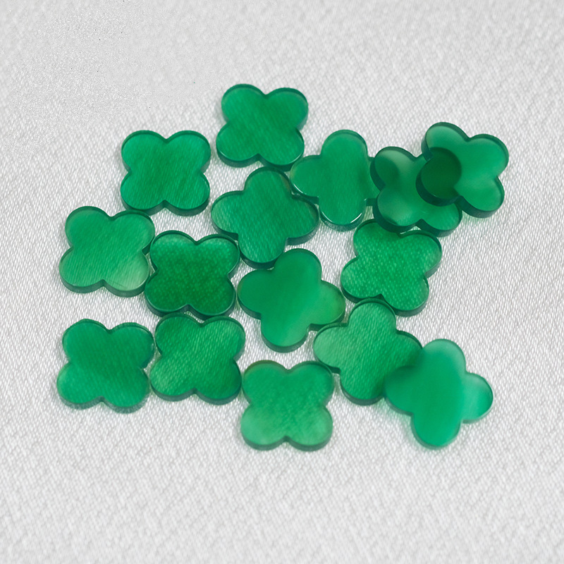 Ranziya Four Leaf Clover Pendant Natural Green Agate Green Jadeite Jade Accessories Korean Version Bracelet Jewelry DIY Accessories