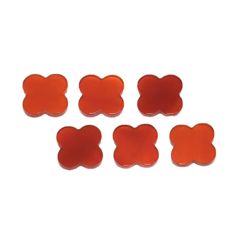 Personalized Four Leaf Clover Natural Red Agate Ruby Four Leaf Flower Naked Stone Necklace Bracelet Pendant Accessories