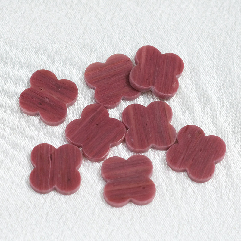 Personalized Lucky Clover Natural Rose Stone Rose Pyroxene Bare Stone Semi finished Clover Accessories