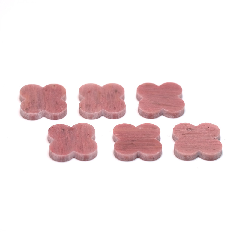 Personalized Lucky Clover Natural Rose Stone Rose Pyroxene Bare Stone Semi finished Clover Accessories