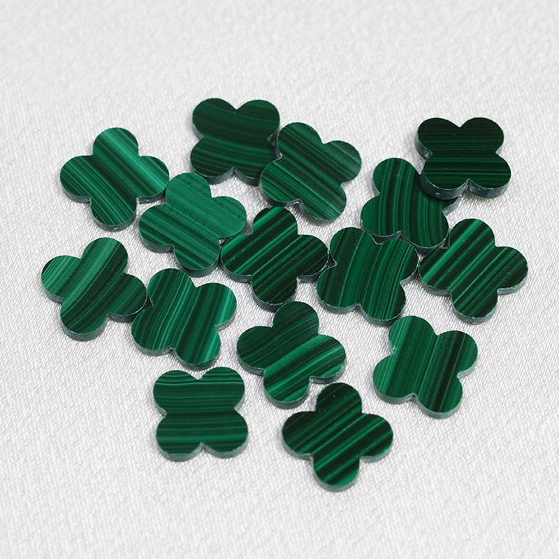 Natural Peacock Stone Clover Bare Stone Peacock Emerald Necklace Bracelet Pendant DIY Jewelry Matching