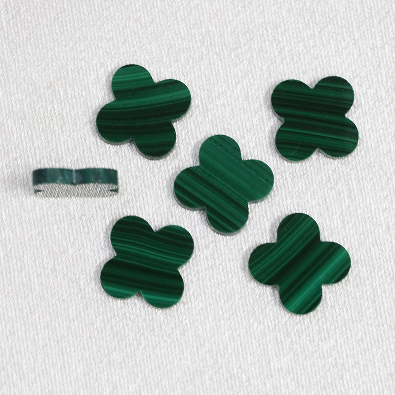 Natural Peacock Stone Clover Bare Stone Peacock Emerald Necklace Bracelet Pendant DIY Jewelry Matching