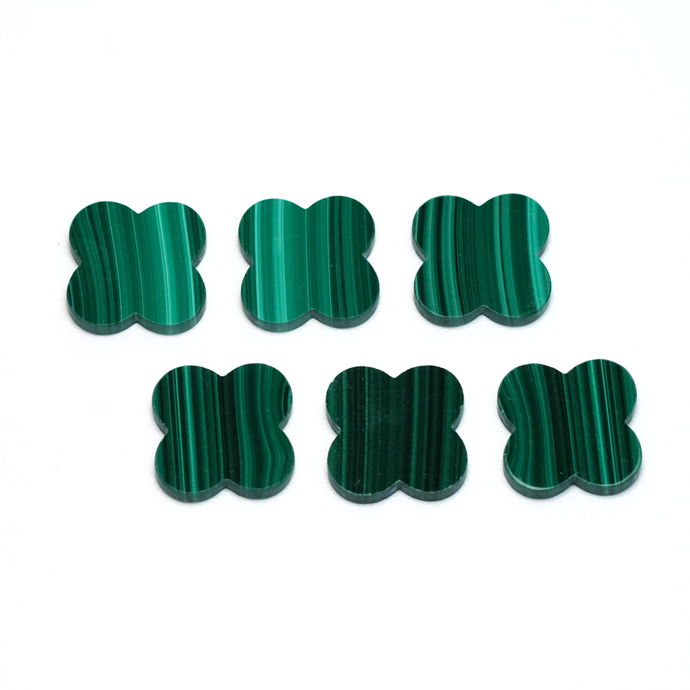 Natural Peacock Stone Clover Bare Stone Peacock Emerald Necklace Bracelet Pendant DIY Jewelry Matching