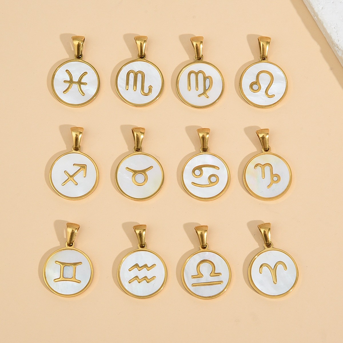 Constellation Round Pendant, European and American Simple Stainless Steel, Steel Style, Versatile Shell, New Jewelry Wholesale