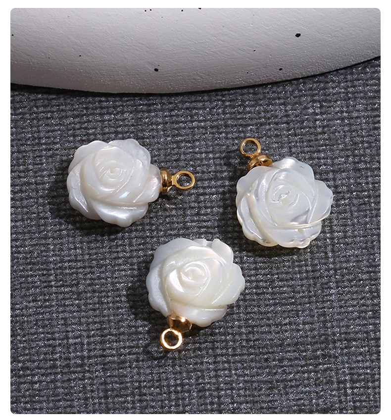 Natural Shell Rose Perforated Pearl Bracelet Accessories DIY Handmade Beaded Necklace Earrings Hair Accessories Materials