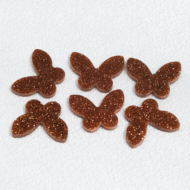 Flat Butterfly Jinsha Stone Natural Gemstone Double sided Light Natural Jinsha Stone Jewelry