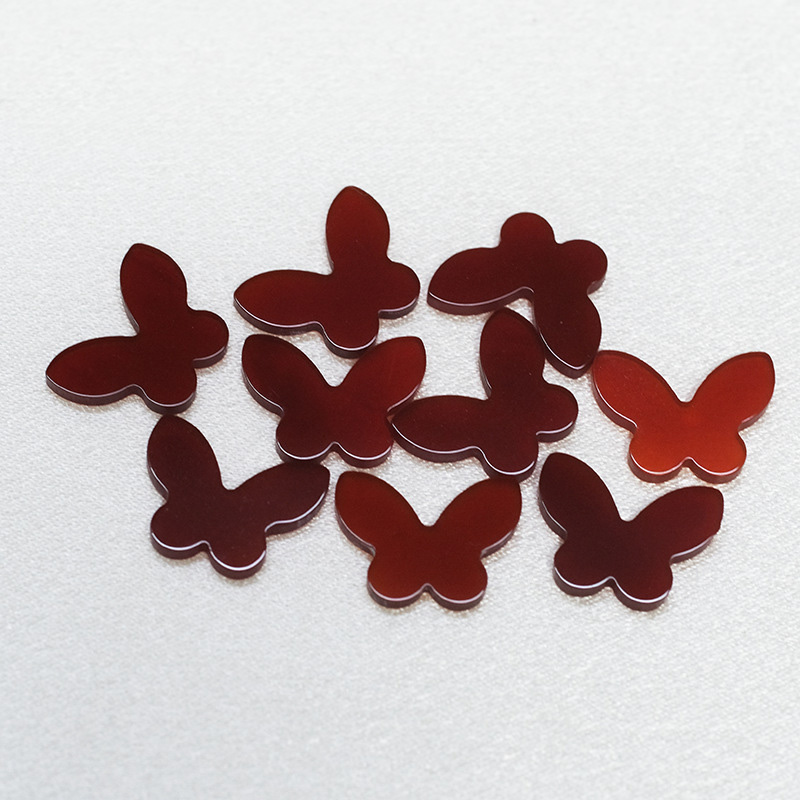 Butterfly Bare Stone Accessories Semi finished Wholesale Double Flat Natural Red Agate and Red Jade Marrow Craft Accessories
