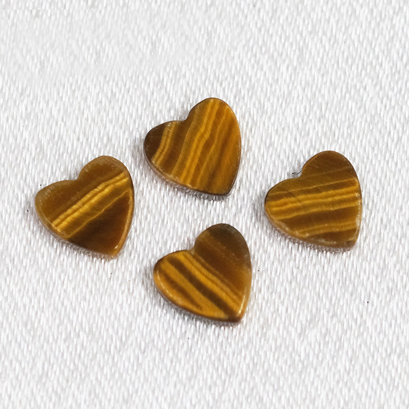 Love peach heart natural tiger eye stone heart-shaped flat bare stone necklace bracelet jewelry DIY accessories