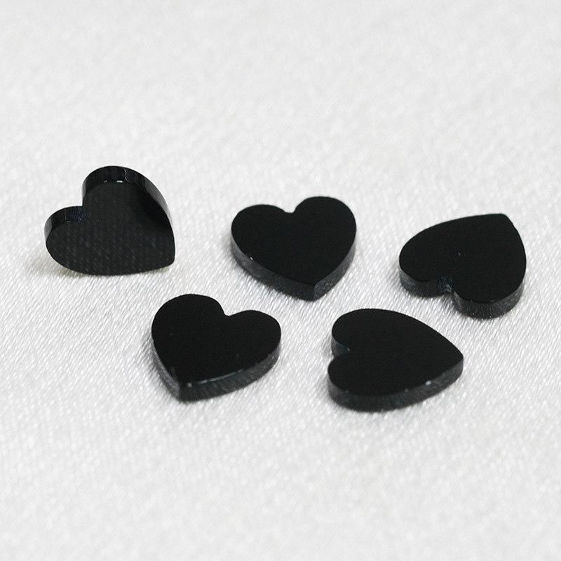 Heart shaped Accessories Natural Black Agate Double Flat Bare Stone Semi finished Necklace Bracelet Accessories