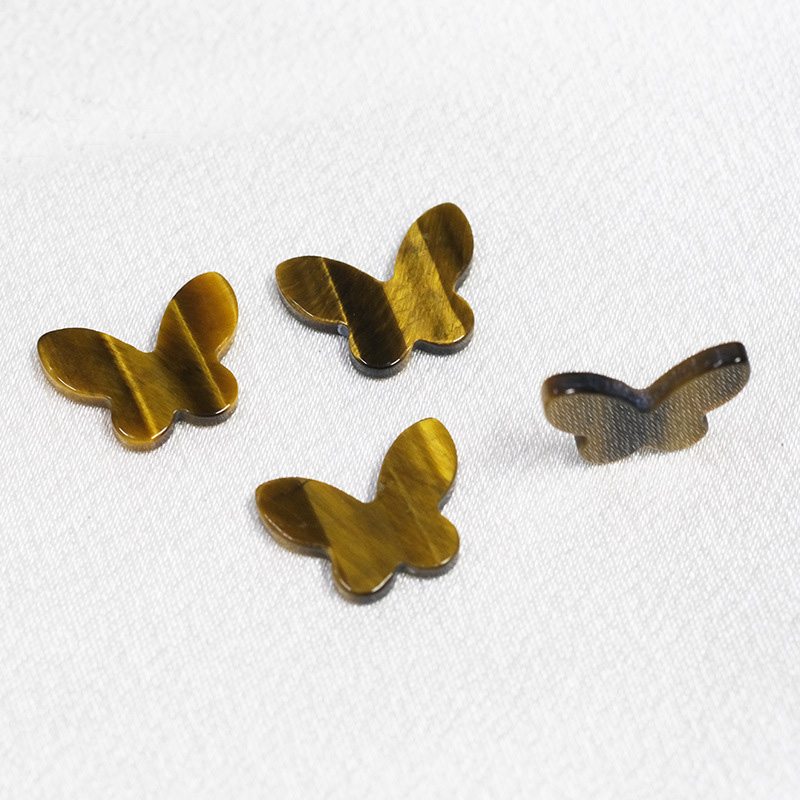 Natural Tiger Eye Stone Yellow Tiger Eye Double Flat Butterfly Jewelry Accessories Jewelry DIY Accessories