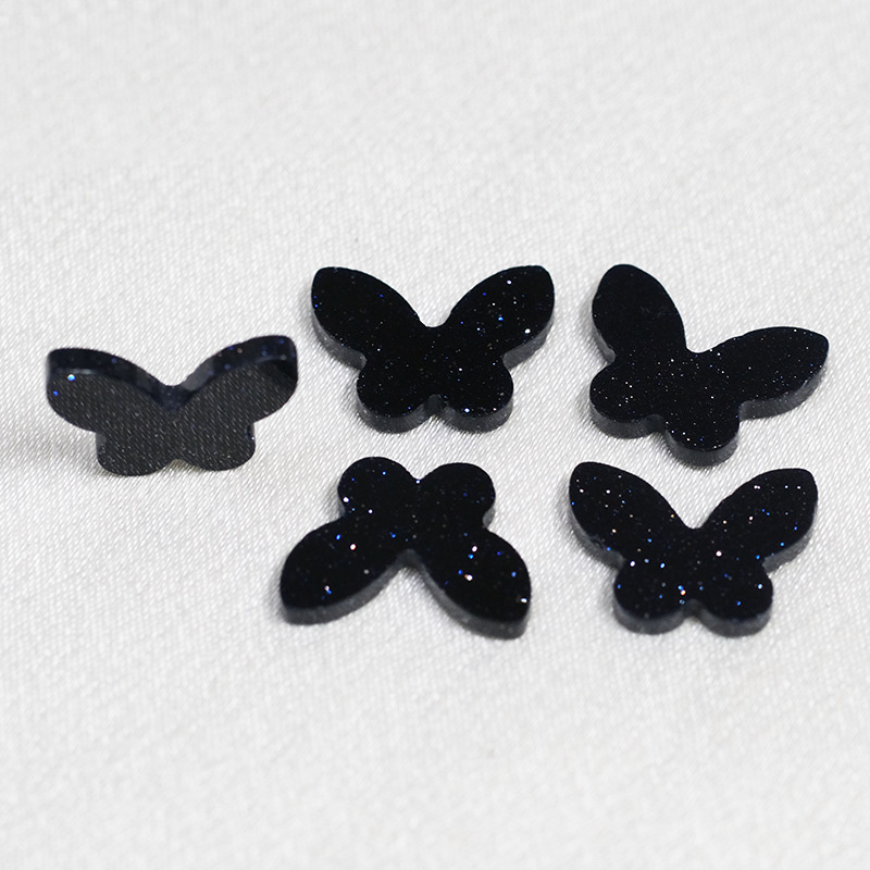 Natural Blue Sandstone Starry Sky Blue Butterfly Gemstone Butterfly Bare Stone Necklace Earrings Inlaid Accessories DI