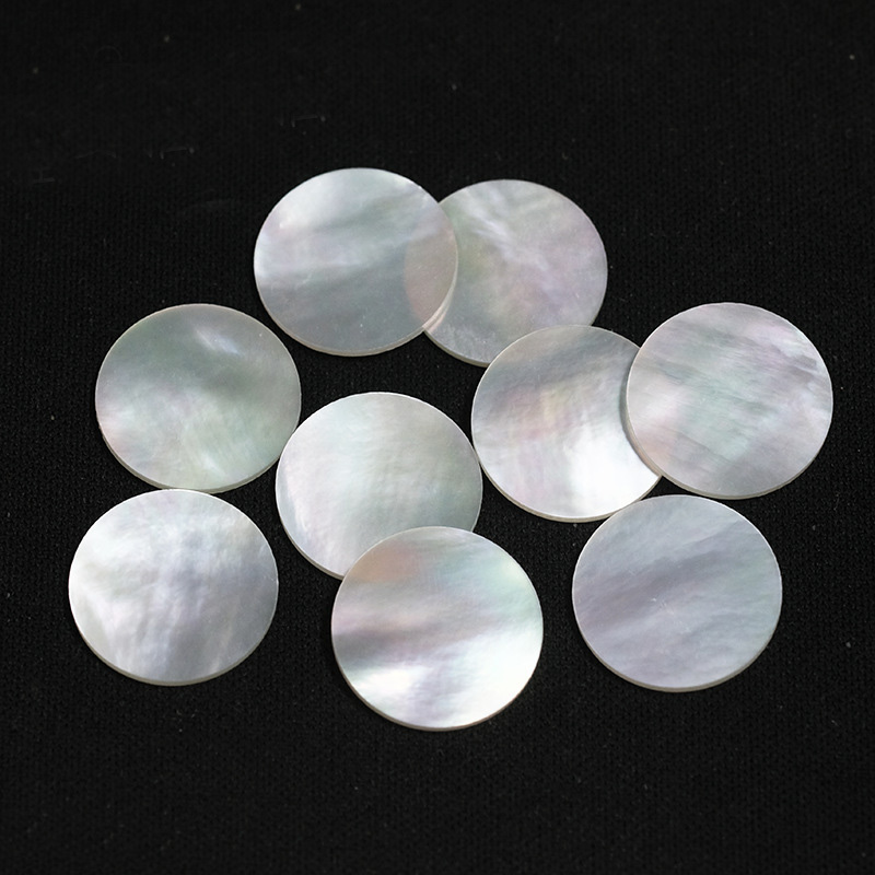 Double flat natural white shell round piece white shell mother accessory white non porous double-sided polished white shell pendant