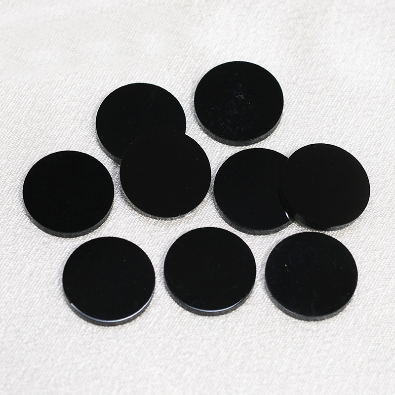 Natural black agate round pieces, black agate round thin pieces, circular patches, bare stone jewelry accessories, double flat smooth surface
