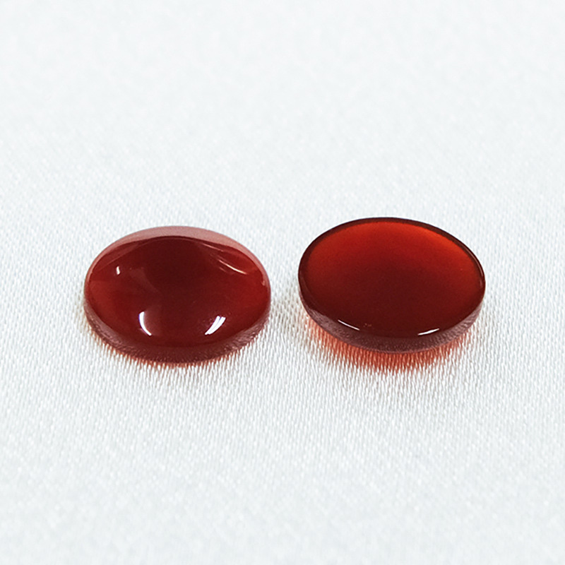 Wholesale of gemstones, curved ring, circular natural red agate, red jadeite, flat bottomed curved semi-circular jewelry