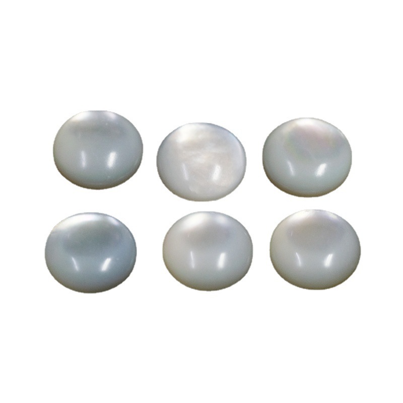 Curved flat bottomed circular natural white shell ring, pearl shell, bare stone jewelry, DIY inlaid accessories