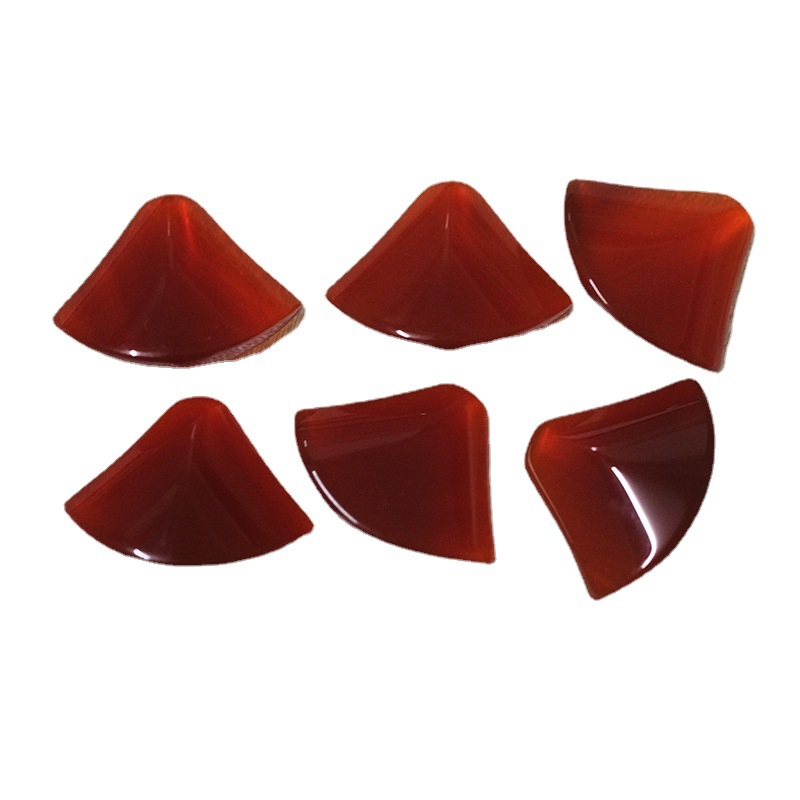 Flat bottomed fan-shaped skirt pendant, natural red agate, red chalcedony, bare stone, combined with a platform ring pendant, inlaid accessories