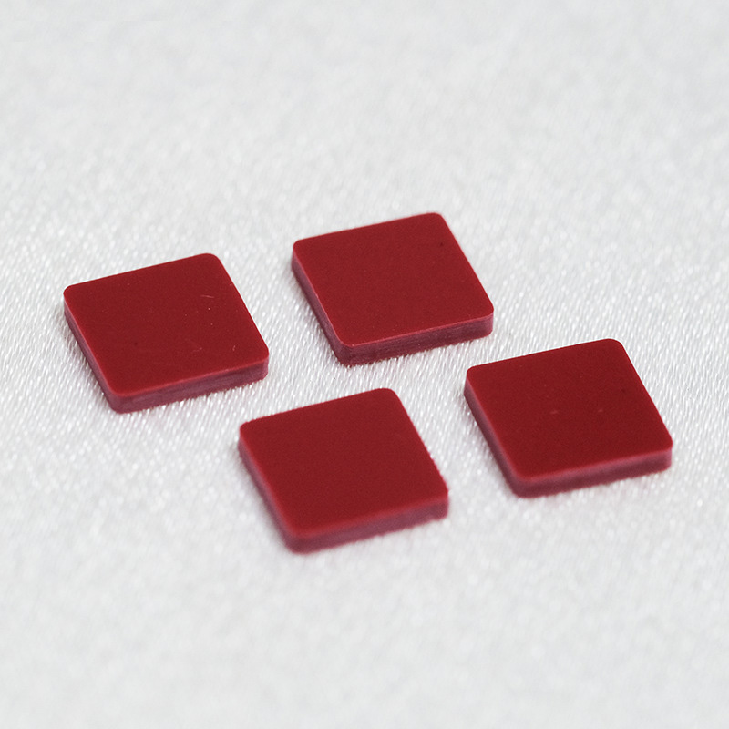 Artificial synthetic red pine stone flat geometric square semi-finished product manufacturer wholesale handicraft pendant accessories