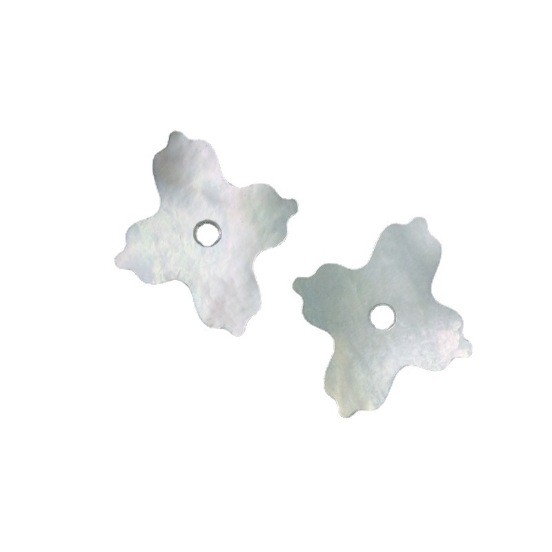 New Natural White Shell Four Leaf Flower Cross Bare Stone 