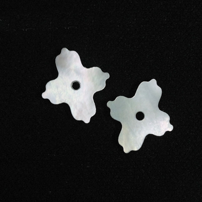 New Natural White Shell Four Leaf Flower Cross Bare Stone 