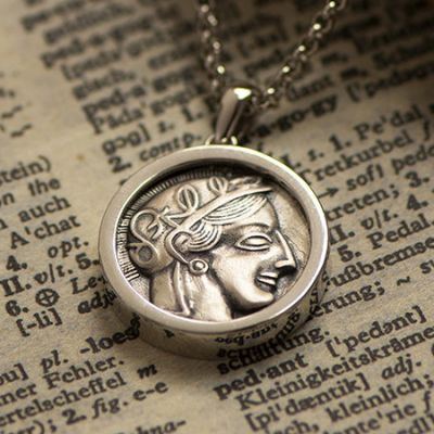 Hercules Wine God Ancient Coin Necklace Pendant