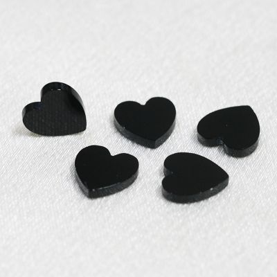Heart shaped Accessories Natural Black Agate Double Flat Bare Stone Semi finished Necklace Bracelet Accessories