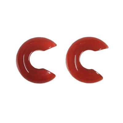 Natural Red Agate Gemstone Crescent Talisman Bare Stone Jewelry Semi finished Platform DIY Accessories