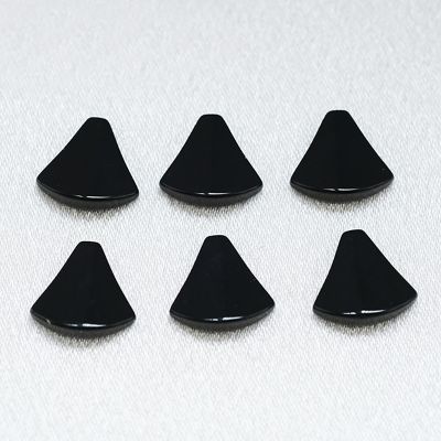 Natural black agate fan-shaped pendant small skirt flat bottomed ring face black chalcedony pendant accessory
