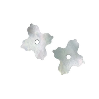 New Natural White Shell Four Leaf Flower Cross Bare Stone 